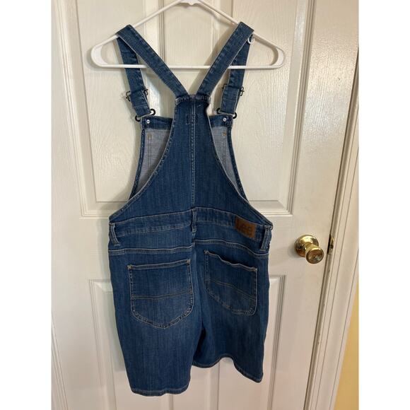 Lee Denim Bib Overall‎ Shorts  Blue Jean Pockets Shortalls Tomboy Size Medium - Picture 4 of 5